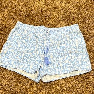 Cute soft blue patterned linen blend summer shorts